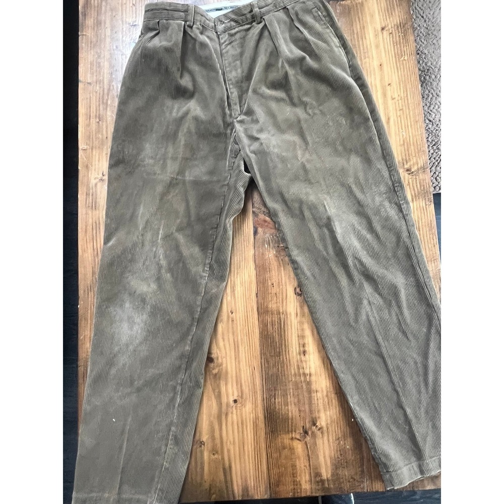 Polo Ralph Lauren Mens Corduroy Pants 36x32 Olive Green Wide Wale Trousers